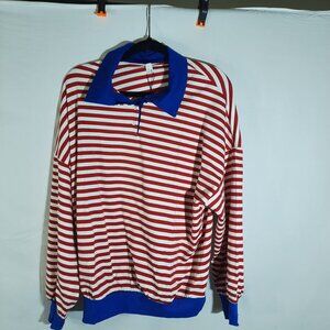 Exlura Red & White Long-Sleeved Collared Shirt